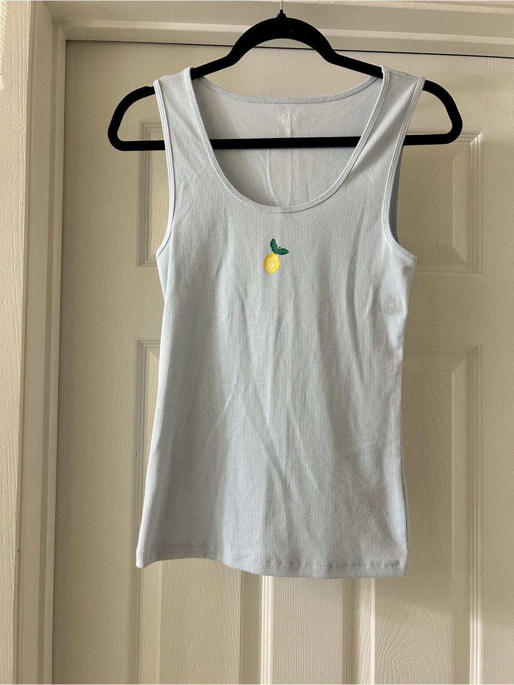 GAP Light Blue Ribbed Tank Top with Lemon Motif